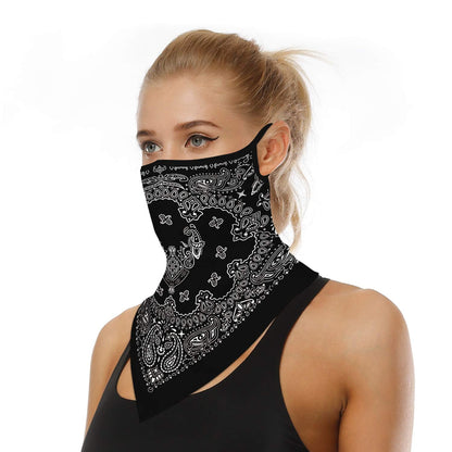 YAYOUREL Neck Gaiter Face Mask Bandanas for Men Women UV Face Scarf Cover Ear Loop Hole Facemask for Fishing Running Cycling