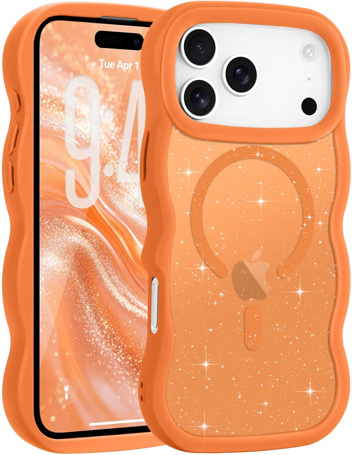 Pepmune for iPhone 16 Pro Max Case Curly Wavy Frame Translucent, Burgundy