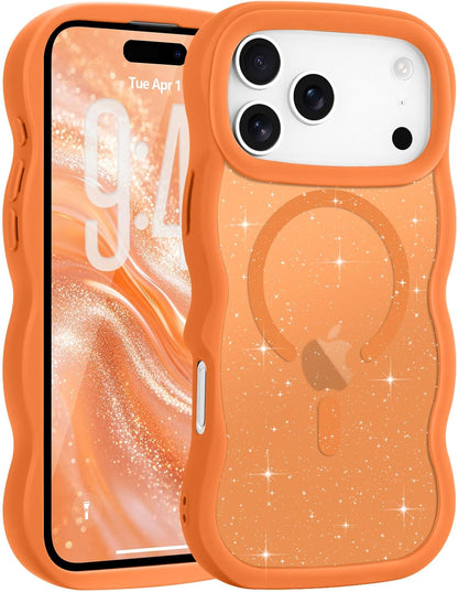 Pepmune for iPhone 16 Pro Max Case Curly Wavy Frame Translucent, Burgundy