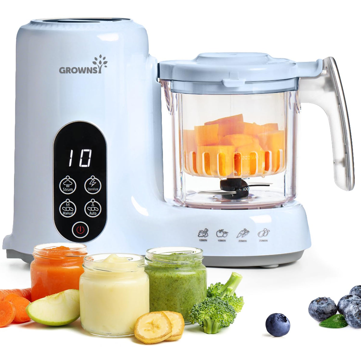 Grownsy Baby Food Maker, Steamer & Blender Baby Food Processor, Dark Grey