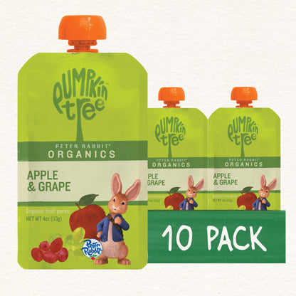 Pumpkin Tree Peter Rabbit Organics, Banana, Mango, and Kale, 4 Squeeze Pouch, Mango, Broccoli & Kale, 4.4 Ounce (Pack of 10)