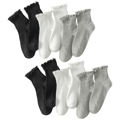 Hstyle 6 Pairs of Ruffle Socks Women, Cute Ruffle Ankle Socks