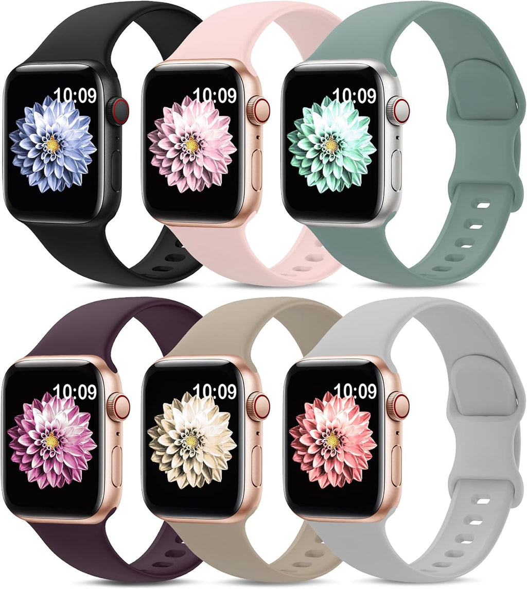 6 Pack Sport Silicone Bands Compatible with Apple Watch Band for Women Men