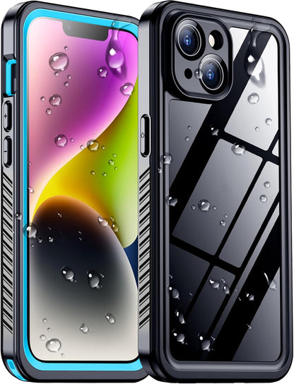 Temdan Compatible with iPhone 17 Pro Case,Waterproof Built-in Screen & Camera Protector IP68 Underwater Full Body 17FT Military Dropproof Shockproof Phone Case 6.3"-Blue/Clear