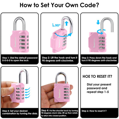 SharkByte Heavy Duty Combination Padlock – 4-Digit Weatherproof Outdoor Lock with Stainless Steel Shackle, Anti-Rust Resettable Code for Gym, School, Locker, Shed, Toolbox, Gate & Warehouse - Purple