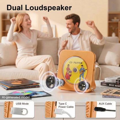 Gueray CD Player Portable Bluetooth Desktop CD Player for Home (Black)