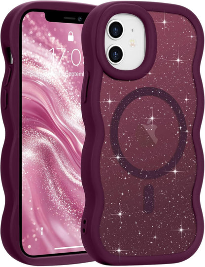 Pepmune for iPhone 16 Pro Max Case Curly Wavy Frame Translucent, Burgundy