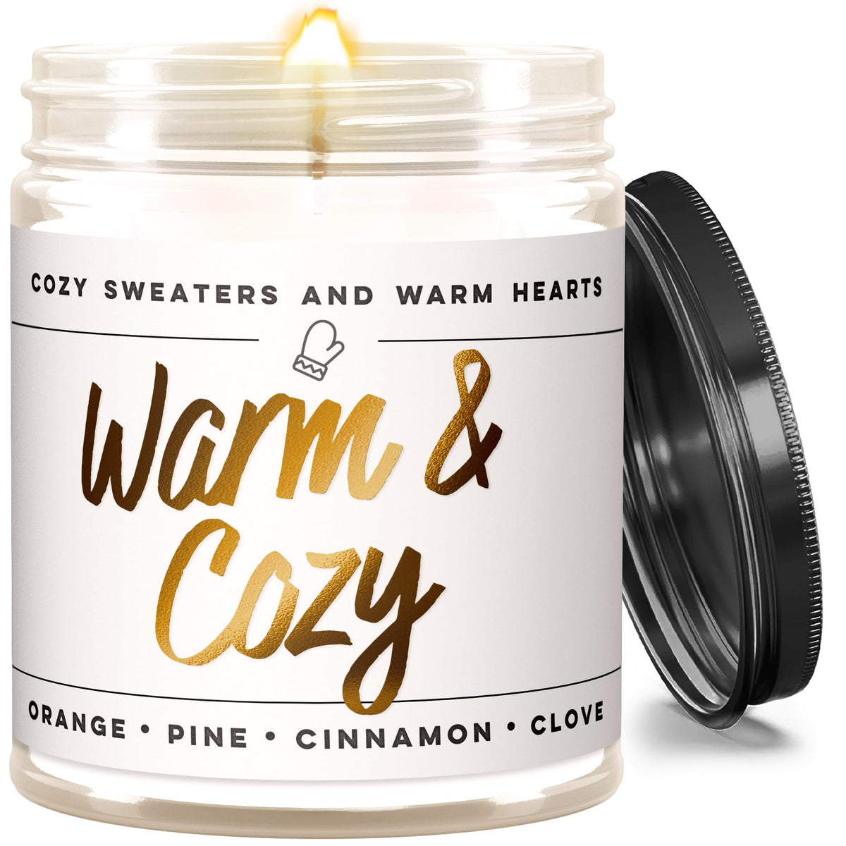 Wax & Wit Fall Candles for Home Scented – Apple, Cinnamon, Clove, Orange – Perfect Home Décor Gifts for Autumn, Holiday, Christmas, Winter - 9oz, Soy Wax, 50 Hour Burn