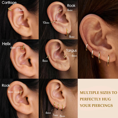 1Pair 316L Surgical Steel Opal Small Hoop Earrings for Women Hypoallergenic Medical Grade Lightweight For Cartilage Helix Daith Tragus Lobe Piercing Jewelry