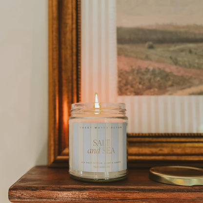 Sweet Water Decor Cashmere & Vanilla Soy Wax Candle, 9oz Clear Glass Jar