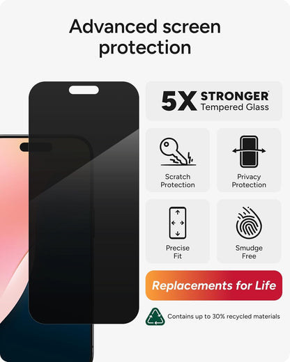 ZAGG Glass Elite Privacy Screen Protector for iPhone 17 Pro Max