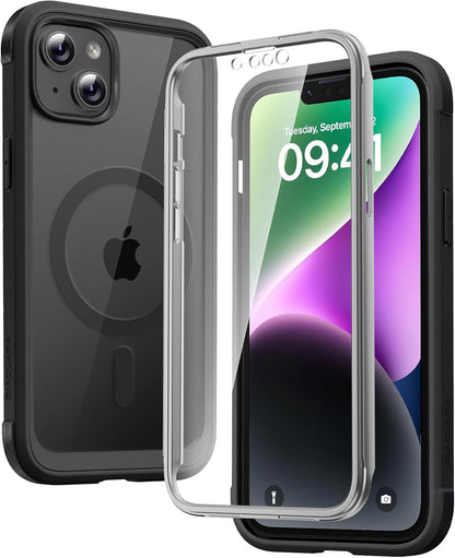 Diaclara Designed for iPhone 15 Plus Case 6.7 Inch, Full-Body Clear Bumper Cases w/Built-in Screen Protector, 360 Protective Rugged Case + Glass Camera Lens Protector,Mint Green