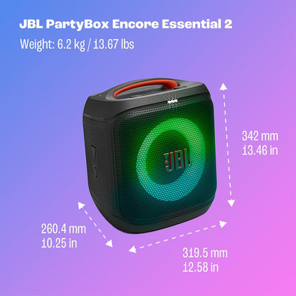 JBL PartyBox Encore Essential 2 Portable Speaker, AI Sound Boost - Black