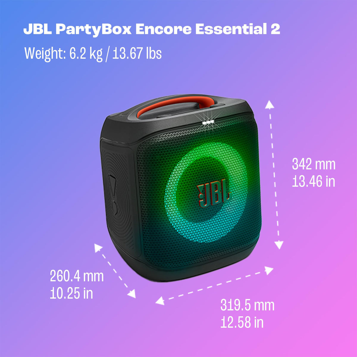 JBL PartyBox Encore Essential 2 Portable Speaker, AI Sound Boost - Black