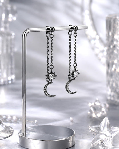 Moon and Star Dangle Earrings