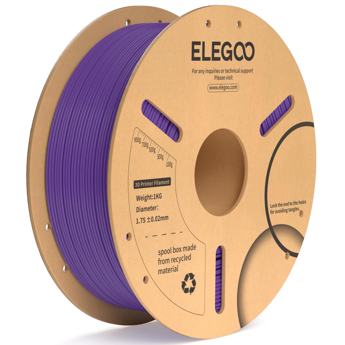 ELEGOO PLA Plus 3D Printer Filament 1.75mm White 2KG, Tougher & Stronger