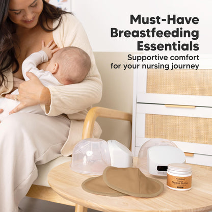 Organic Nursing Pads, 14 Washable Breast Pads,Wash Bag (Neutrals, XL 5.6")