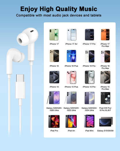 2 Pack Apple MFi Certified Wired Earbuds for iPhone, Lightning Headphones