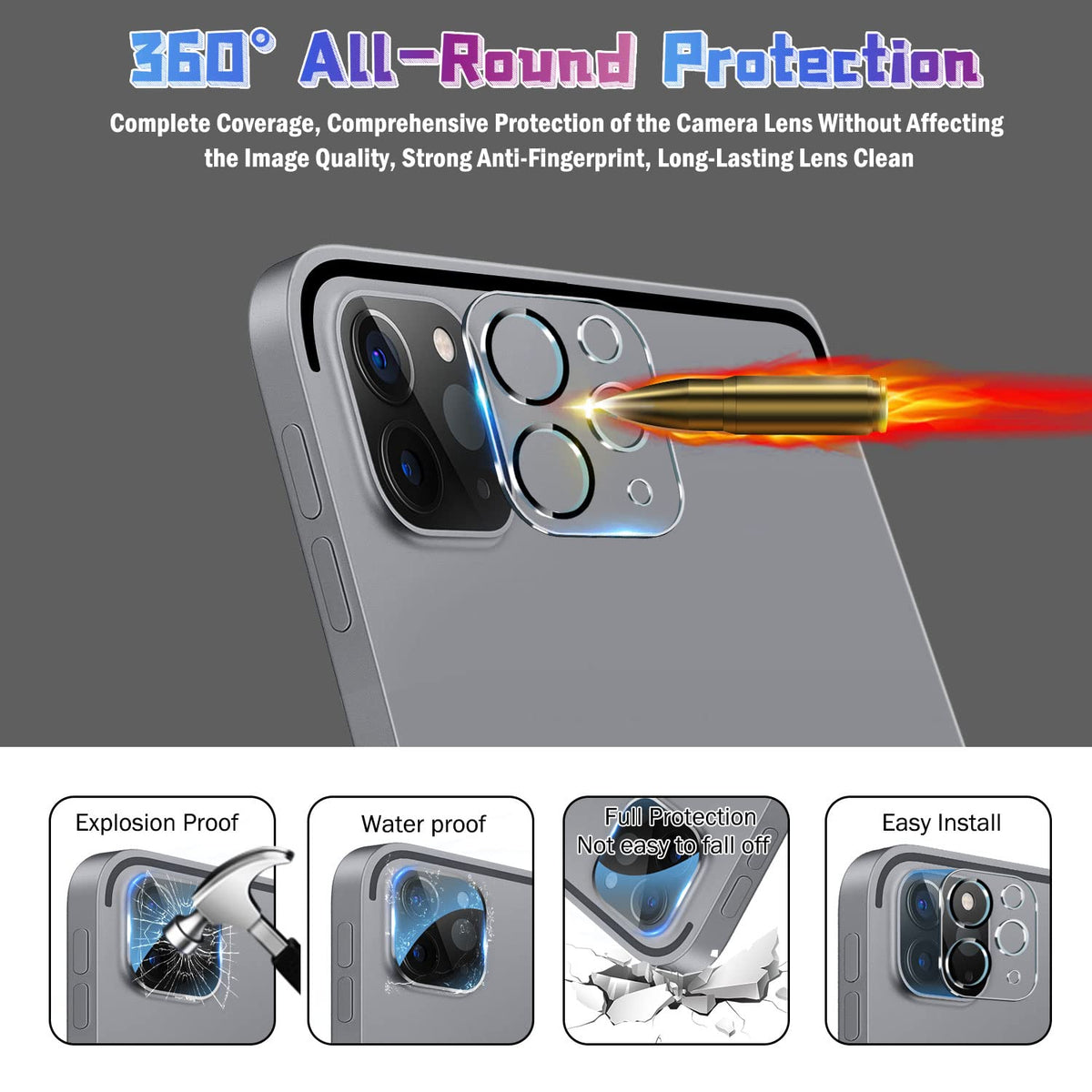 QHOHQ 3 Pack Screen Protector for iPhone 14 Plus 6.7 Inch with 3 Pack Tempered Glass Camera Lens Protector, Ultra HD, 9H Hardness, Case Friendly [Easy to Install Frame]