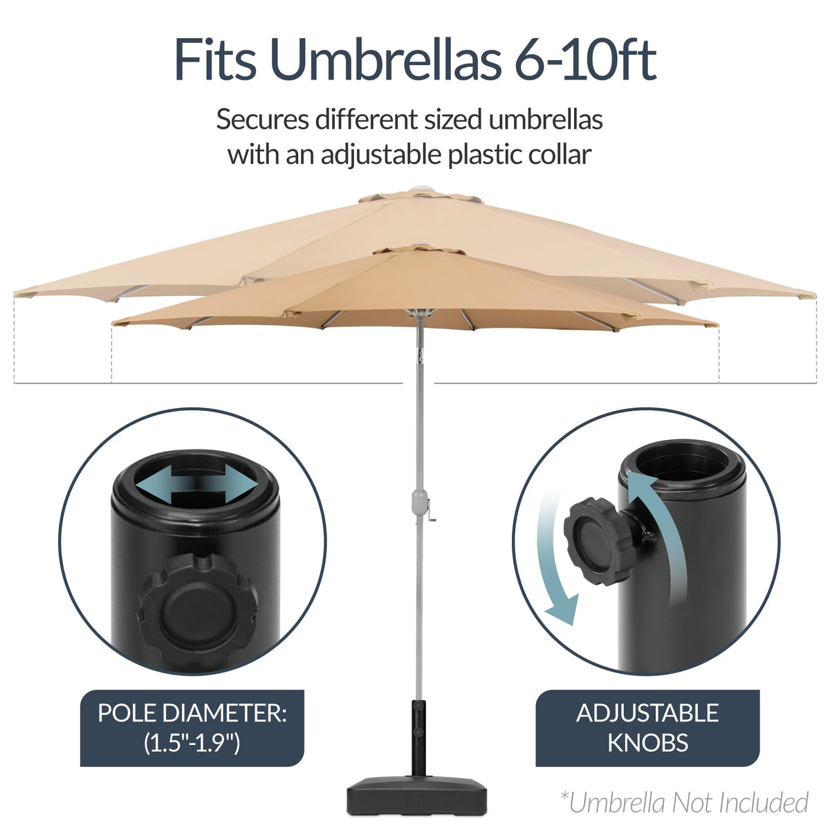 Best Choice Products Fillable Umbrella Base Stand Round Sunburst Plastic Patio Umbrella Base Stand, Pole Holder for Outdoor, Lawn w/ 55lbs Weight Capacity, Adjustment Knob