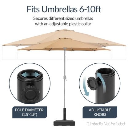 Best Choice Products Fillable Umbrella Base Stand Round Sunburst Plastic Patio Umbrella Base Stand, Pole Holder for Outdoor, Lawn w/ 55lbs Weight Capacity, Adjustment Knob