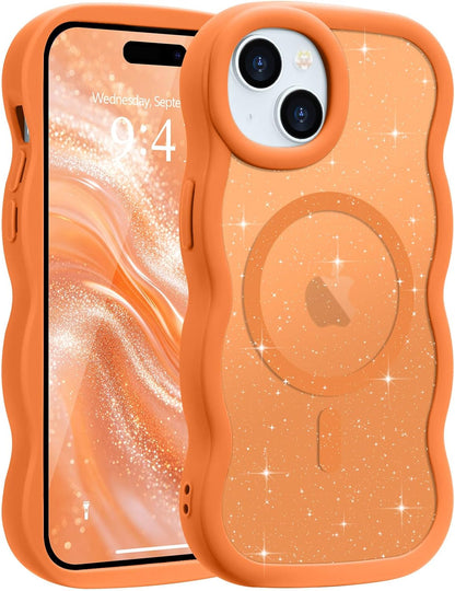 Pepmune for iPhone 16 Pro Max Case Curly Wavy Frame Translucent, Burgundy