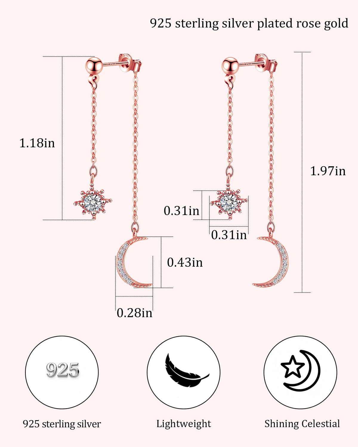 Moon and Star Dangle Earrings