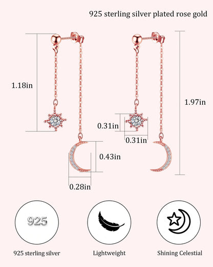 Moon and Star Dangle Earrings
