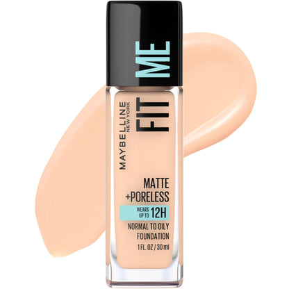Maybelline Fit Me Matte + Poreless Liquid Oil-Free Foundation Makeup, Sun Beige, 1 Count (Packaging May Vary)