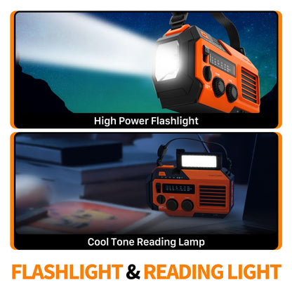 FosPower NOAA Emergency Weather Radio D8 37000mWh Portable Power Bank, AM/FM, USB/Solar/Hand Crank Charging, SOS Alarm & Flashlight for Indoor/Outdoor Emergency - Orange