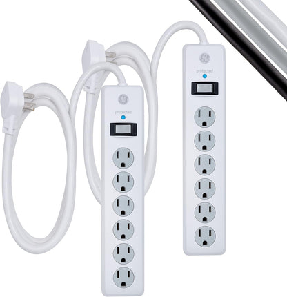 GE Surge Protector Power Strip, 2 Pack, 6 Ft Extension Cord