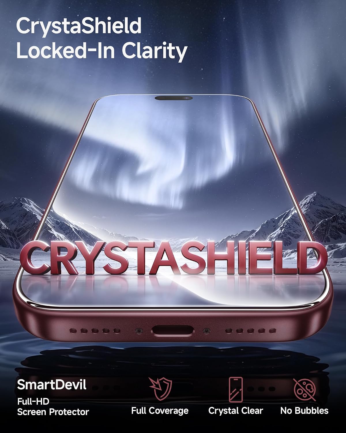 SMARTDEVIL 2 Pack Tempered Glass for iPhone 15 Pro Screen Protector