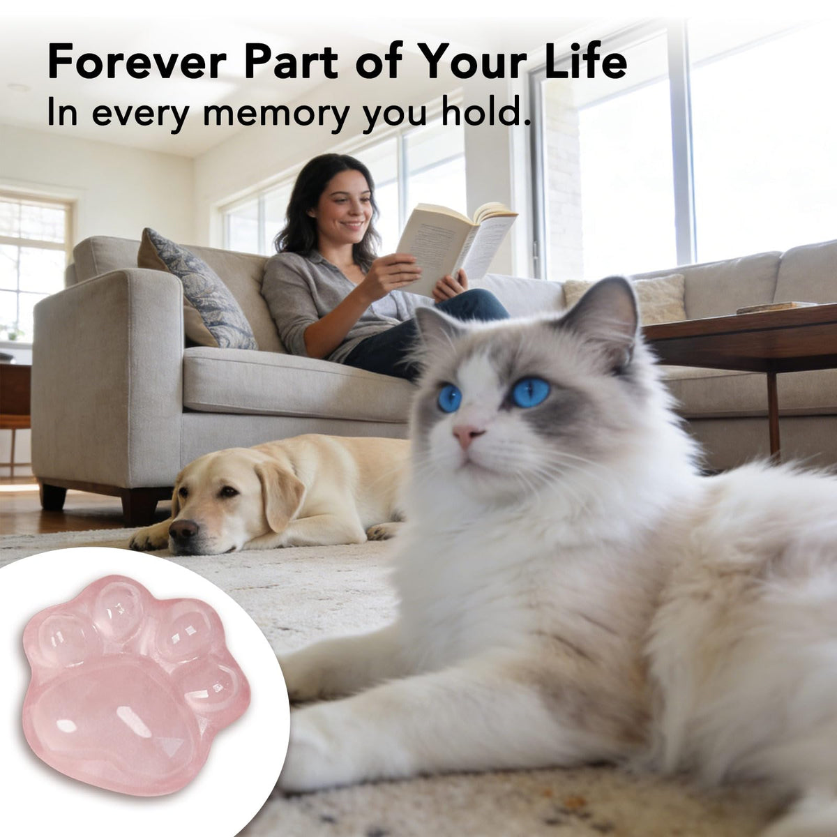 Dog Memorial Gifts for Loss of Dog, Rose Quartz Paw & Memorial Bracelet