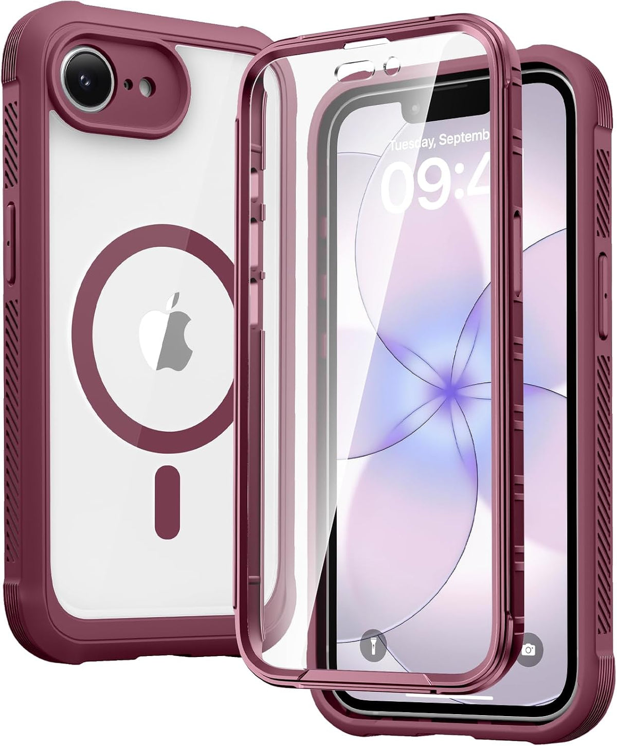 Diaclara Designed for iPhone 15 Plus Case 6.7 Inch, Full-Body Clear Bumper Cases w/Built-in Screen Protector, 360 Protective Rugged Case + Glass Camera Lens Protector,Mint Green