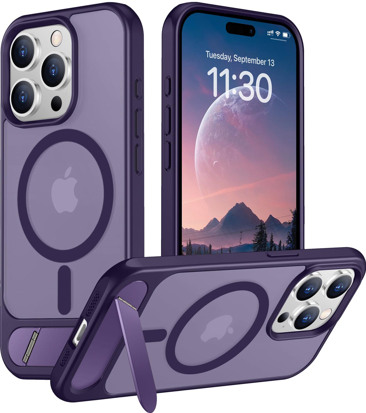 Temdan Magnetic Compatible with iPhone 16 Pro Max Case, [Built-in Invisible Kickstand][Compatible with MagSafe] [Military Grade Shockproof] Slim Translucent Matte Phone Case for iPhone 16 Pro Max 6.9"