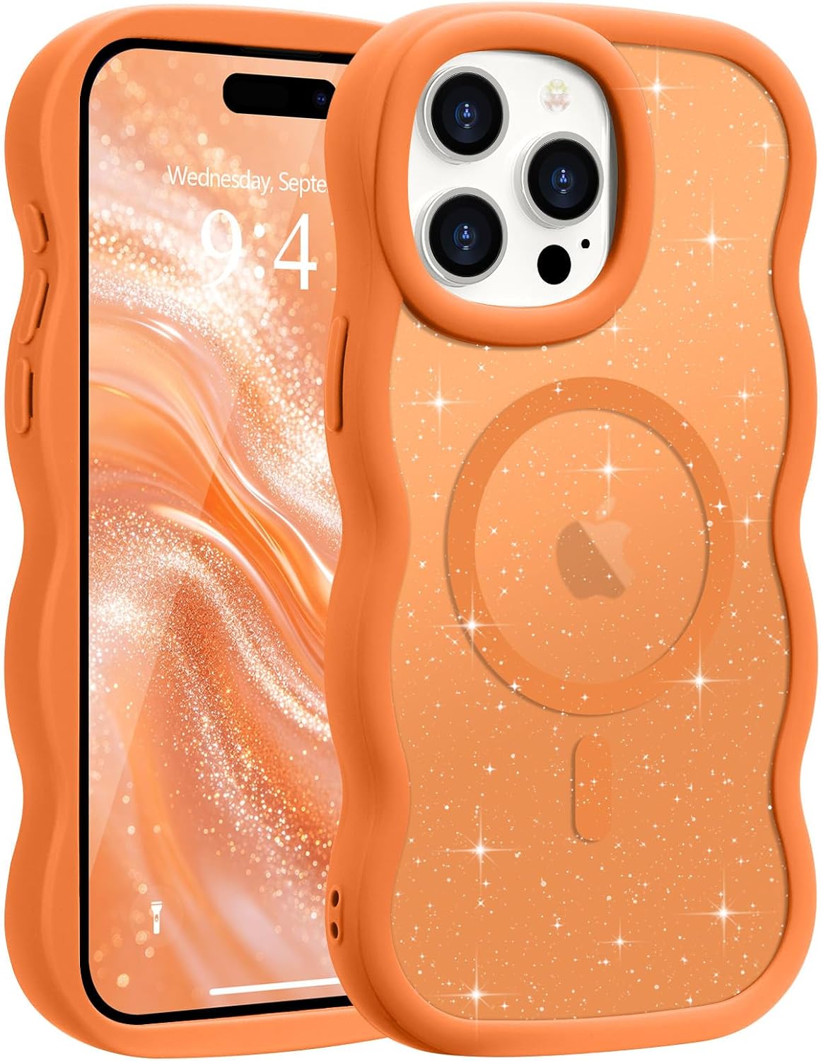 Pepmune for iPhone 16 Pro Max Case Curly Wavy Frame Translucent, Burgundy