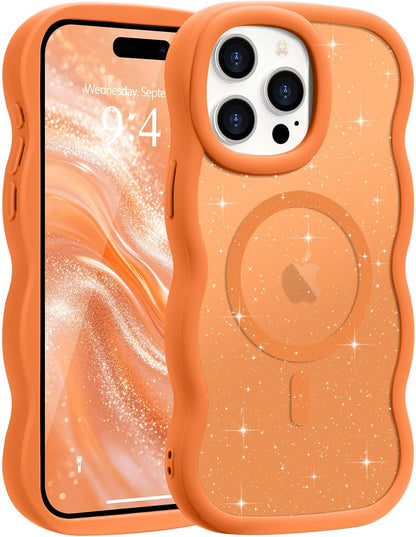 Pepmune for iPhone 16 Pro Max Case Curly Wavy Frame Translucent, Burgundy