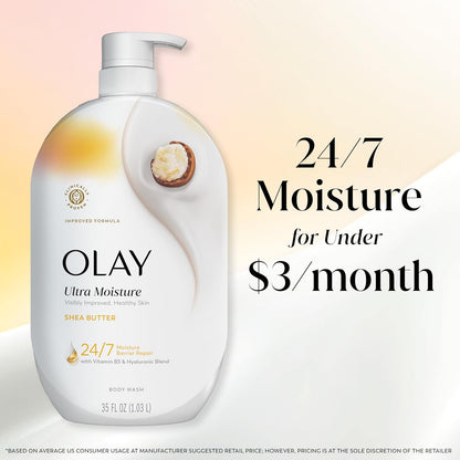 Olay Body Wash for Women, Ultra Moisture Shea Butter Scent, 35 fl oz