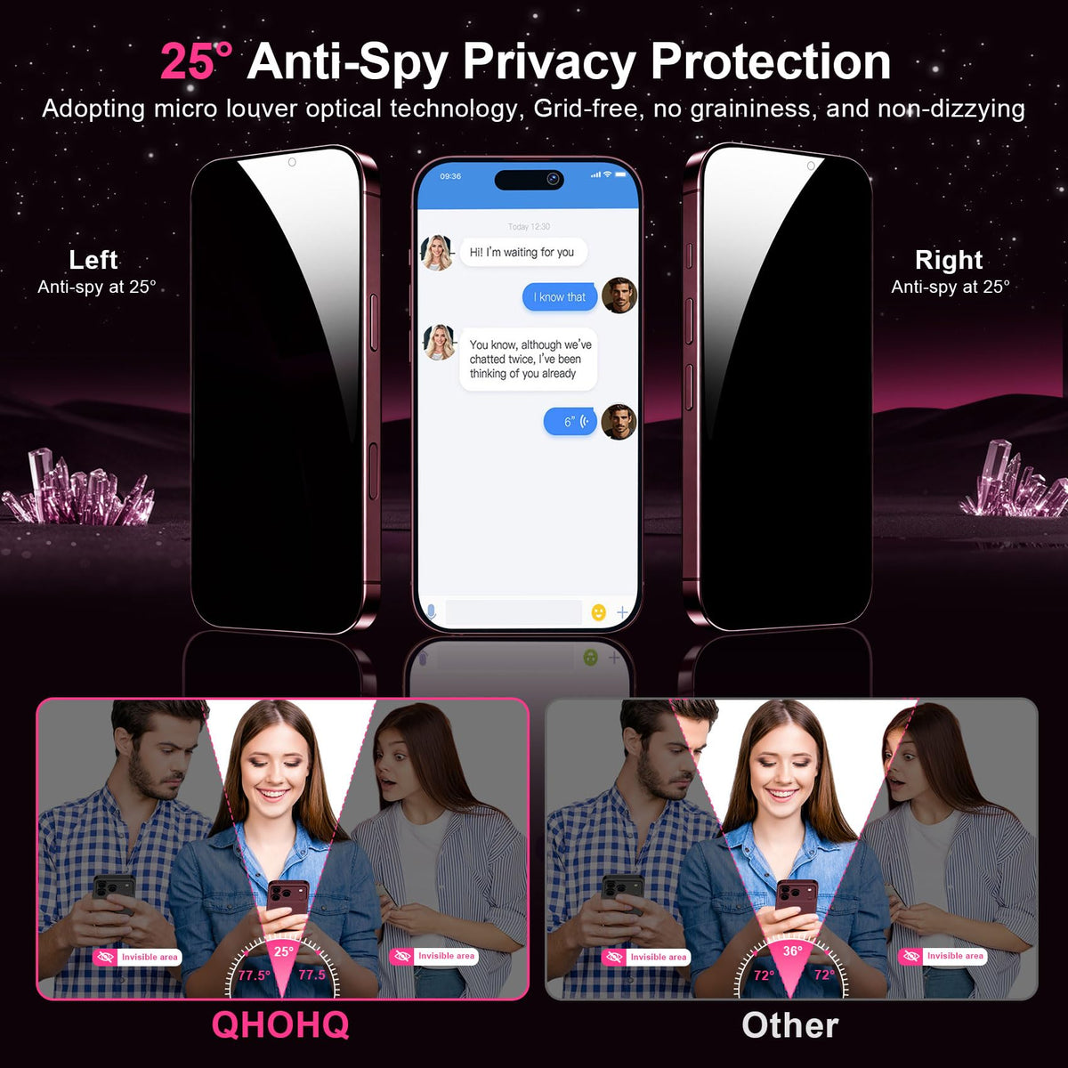 QHOHQ 3 Pack Screen Protector for iPhone 14 Plus 6.7 Inch with 3 Pack Tempered Glass Camera Lens Protector, Ultra HD, 9H Hardness, Case Friendly [Easy to Install Frame]