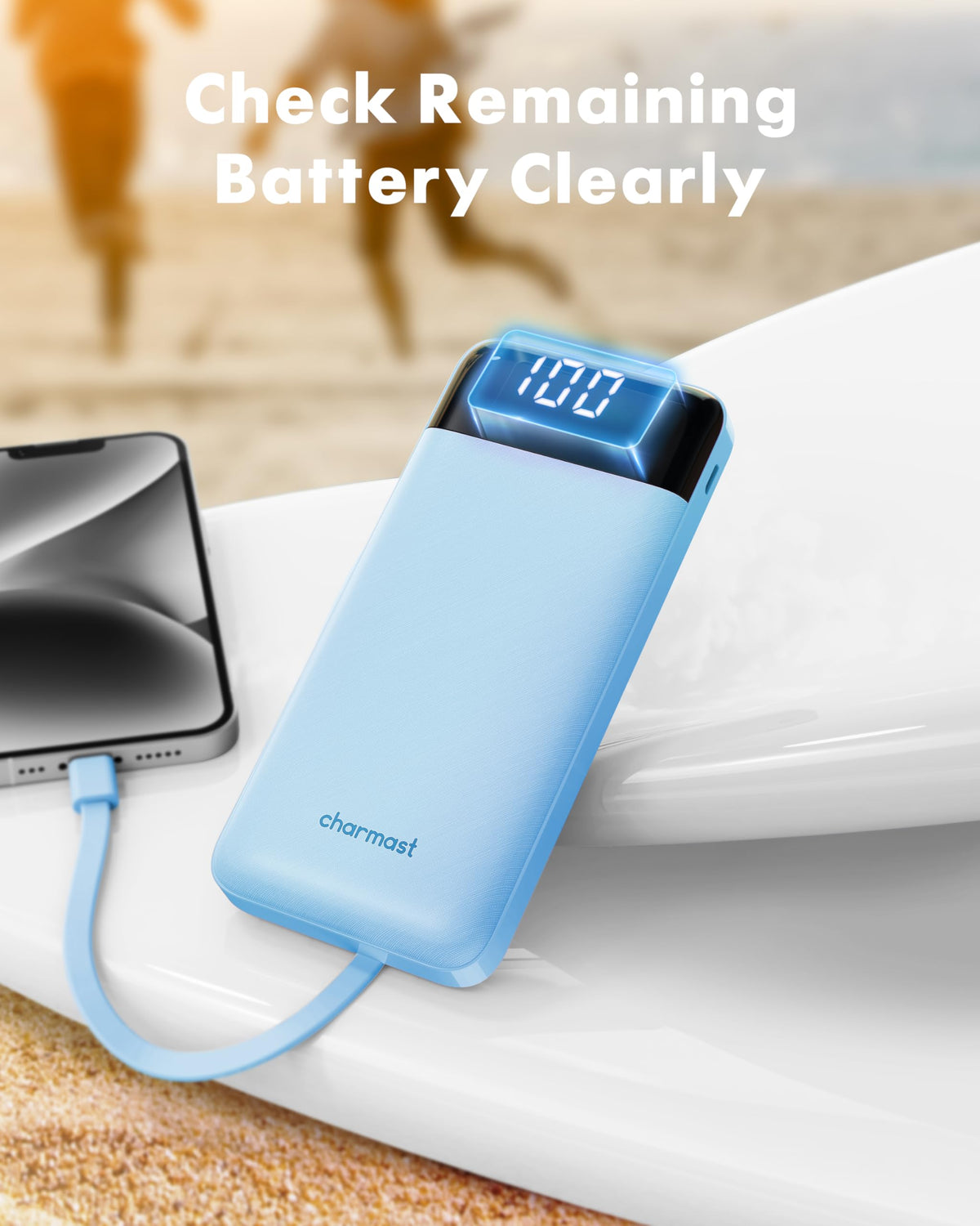charmast Portable Charger Power Bank with Reinforced Built-in 4 Cables