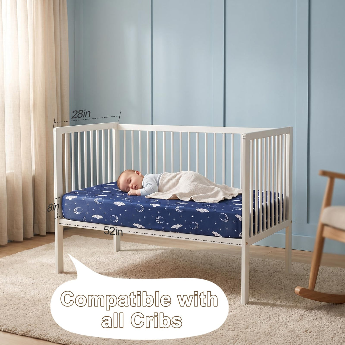 GUNTAIL Baby Crib Sheets for Boys Girls, 2 Pack Fitted Crib Sheet for Standard Crib and Toddler Mattress, Soft Microfiber Baby Sheet 52x28x8in. (Love & Pink)