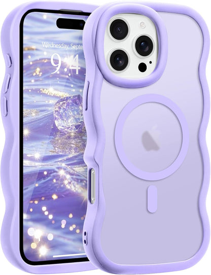 Pepmune for iPhone 16 Pro Max Case Curly Wavy Frame Translucent, Burgundy