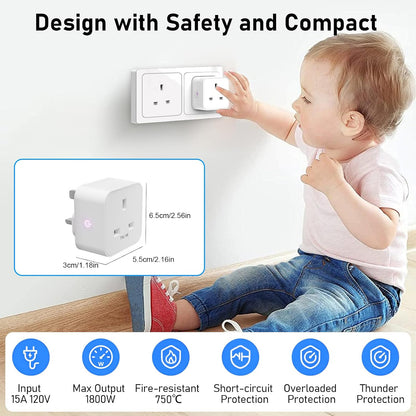 Smart Plug, TVLIVE 4 Pack Smart Plugs Work that with Alexa (Echo/Echo Dot), Google Home Voice Control, Energy Monitoring, Remote Control, Timer & Schedule Function, Device Sharing, Wifi Plug Socket UK