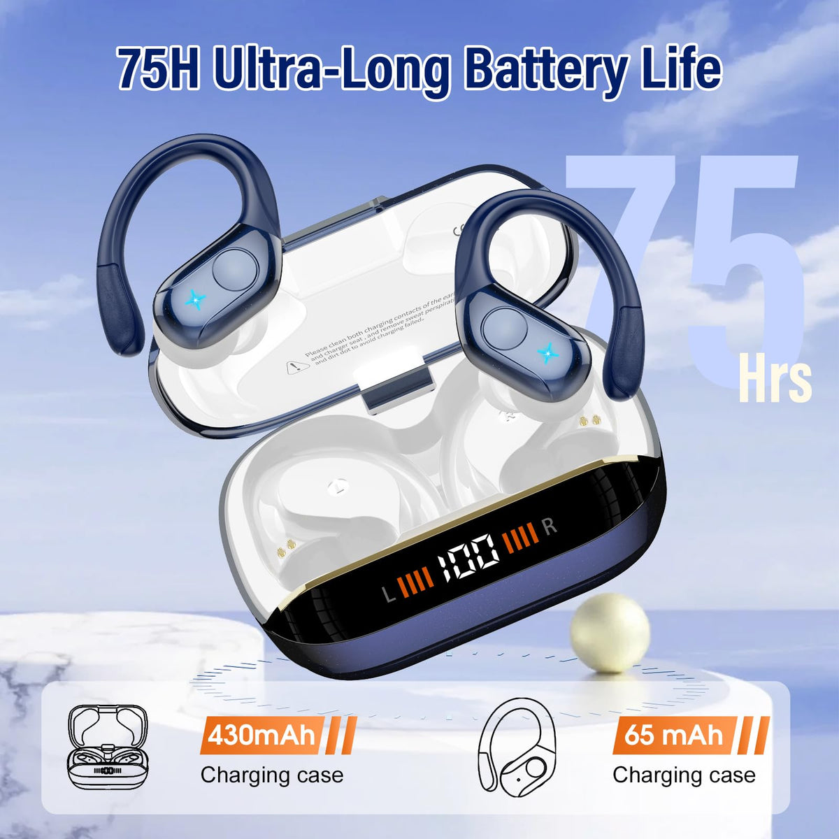 Wireless Earbuds Sports, 75Hrs Bluetooth 5.4 Headphones, Bass Hi-Fi Stereo
