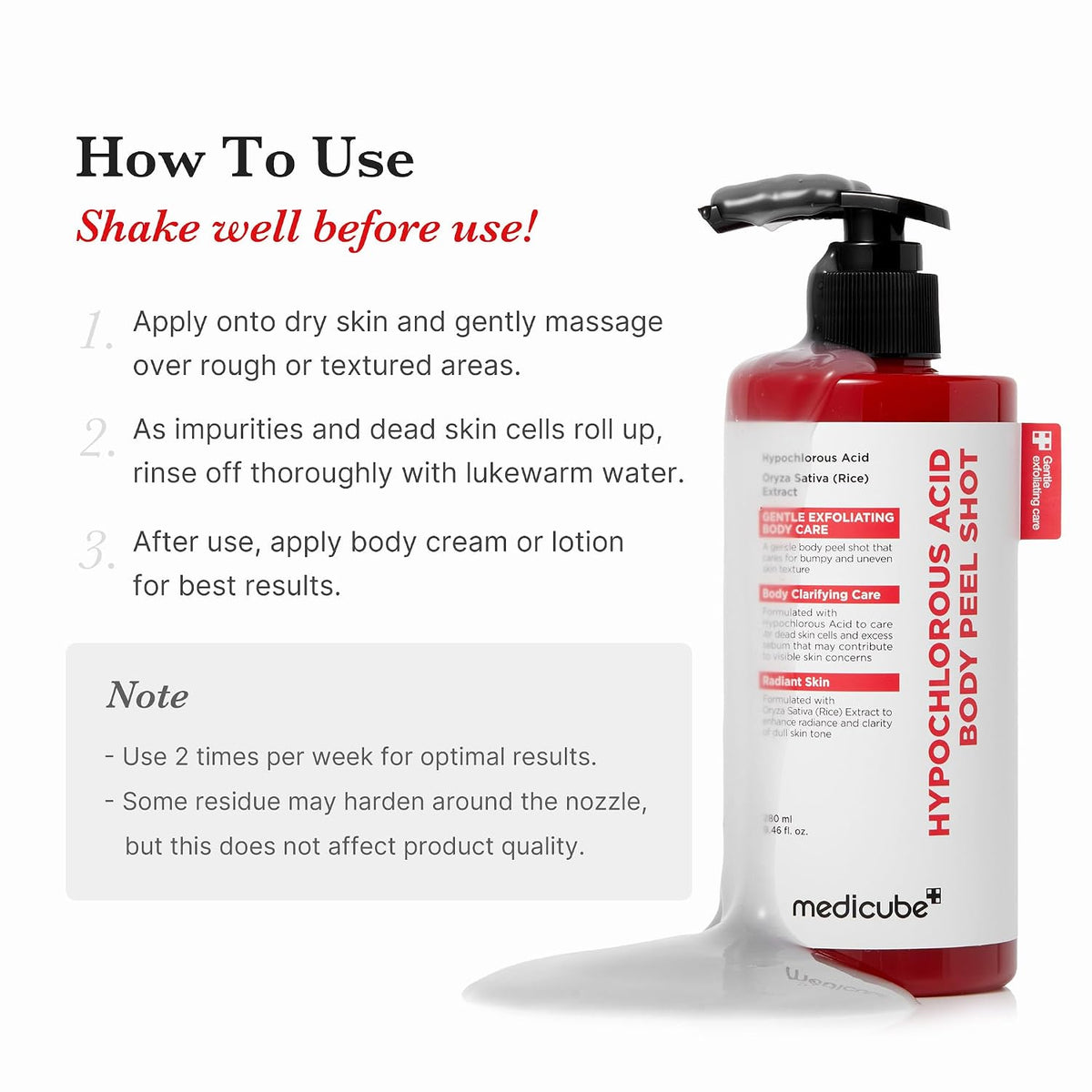 medicube Body Peel Shot with Hypochlorous Acid, For Exfoliating & Soothing