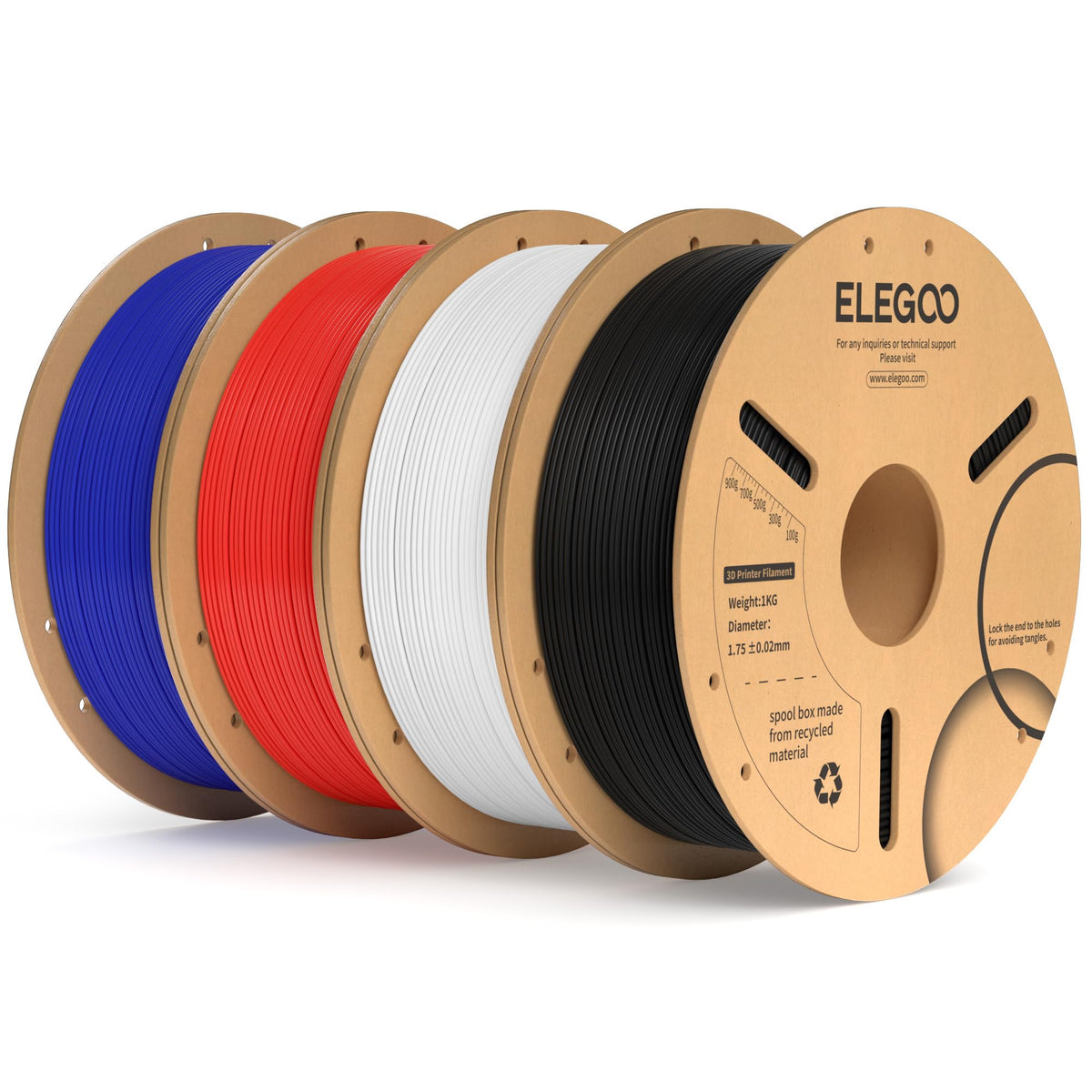 ELEGOO PLA Plus 3D Printer Filament 1.75mm White 2KG, Tougher & Stronger