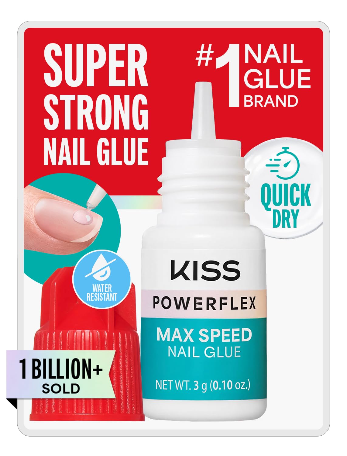 Kiss PowerFlex Nail Glue for Press Ons, Super Strong, Fast Drying Drop On