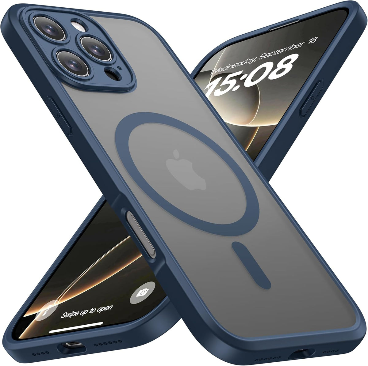 ImpactStrong Magnetic Guard Designed for iPhone 17 Air Case [Camera Protection] [Military Grade Drop Tested] [Compatible with MagSafe] Slim Translucent Matte Phone Case (6.6") - Navy Blue
