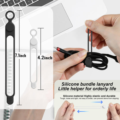 Silicone Cable Ties, Cord Organizer Cable Management,2Sizes-Grey