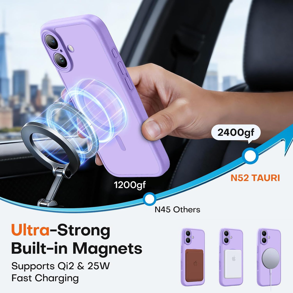 TAURI for iPhone 16 Pro Max Case, Compatible with MagSafe, Purple